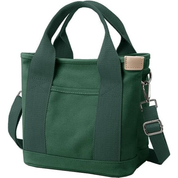 Elegant Dark Green Multi-Pocket Messenger Bag – Stylish Canvas for Daily Use - Picture 1 of 6